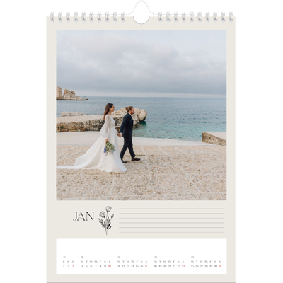 A4 Photo Calendar — Initials in bloom [January]