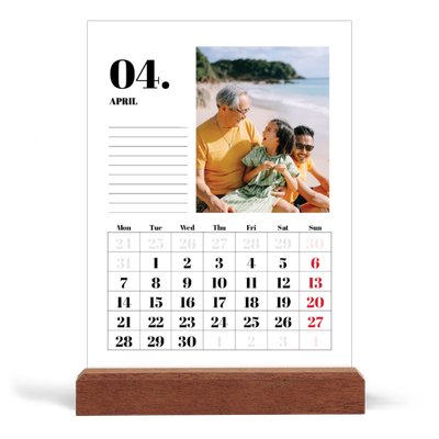 Easel Desk Calendar Portrait  — Serif and moments [April]