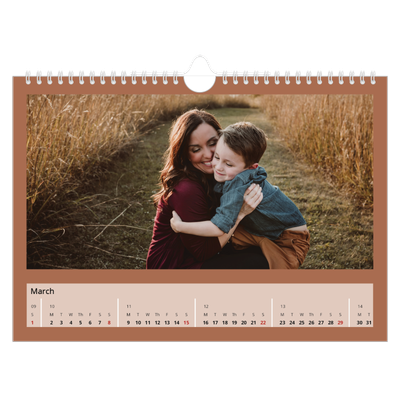 A4 Landscape Photo Calendar — Earth colours [March]