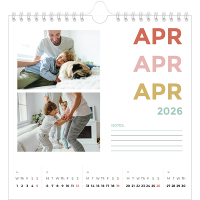 Square calendars  — Colourful type [April]