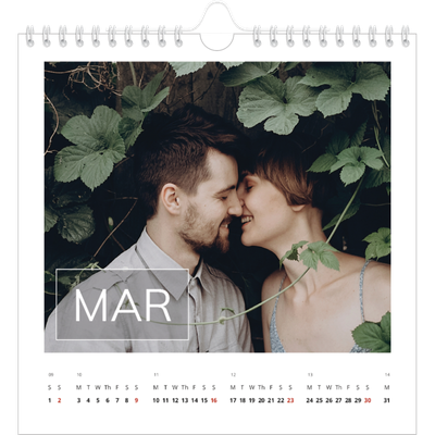 Square calendars  — Date box overlay [March]