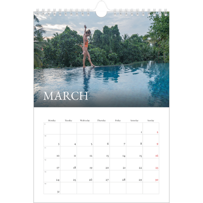 A4 Photo Calendar — Simple serif [March]