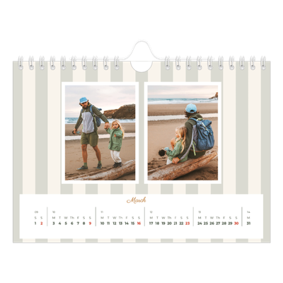 A5 Landscape Photo Calendar — Script and stripes [March]