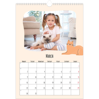 A3 photo calendars — Cat paws and doodles [March]