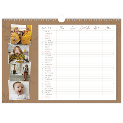 Family Planners A3 Landscape — Down to earth Planner - Family of 5 [March]