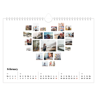 A4 Landscape Photo Calendar — Collage shapes [February]