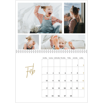 A4 Double Photo Calendar — Scribble text [February]