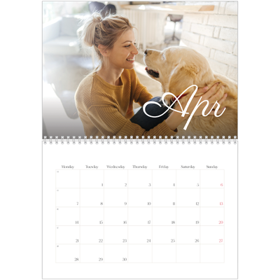 A4 Double Photo Calendar — Handwritten month [April]