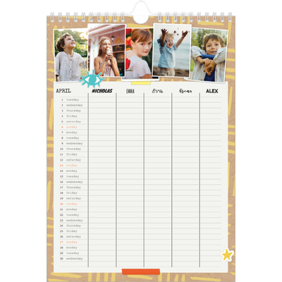 A4 Family Planner — Rustic Planner - Family of 5 [April]