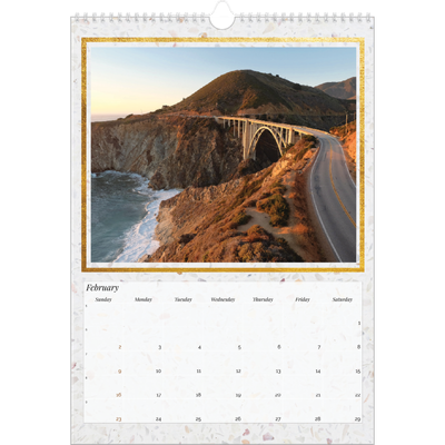 A3 photo calendars — Gold frame marble [February]