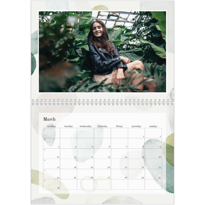 A4 Double Photo Calendar — Watercolour spots [March]