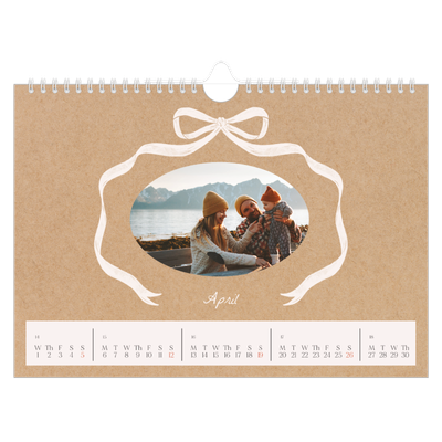 A4 Landscape Photo Calendar — Kraft and bow [April]