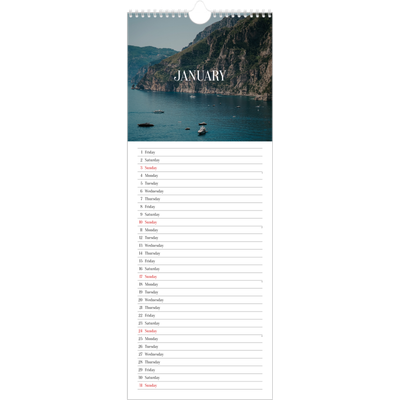 Slim Calendar  — Endless escape [January]