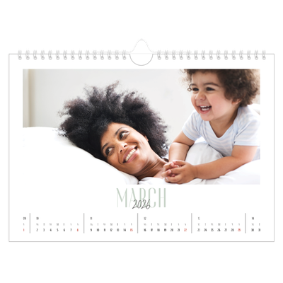 A4 Landscape Photo Calendar — Mixed typography [March]