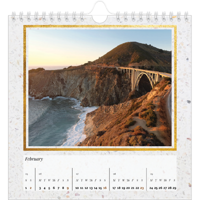 Square calendars  — Gold frame marble [March]