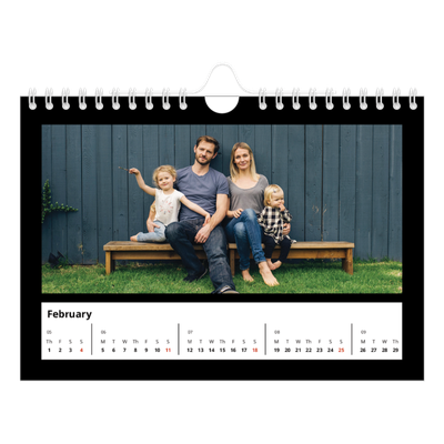 A5 Landscape Photo Calendar — Black margin [February]