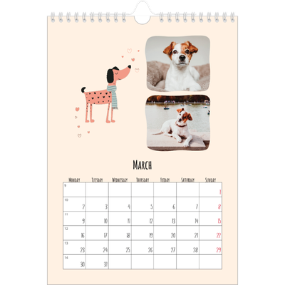 A4 Photo Calendar — Dog paws and doodles [March]