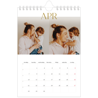 A5 Photo Calendar — Big gold text [April]