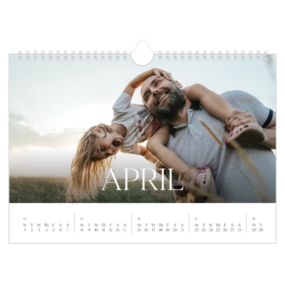 A4 Landscape Photo Calendar — Twelve big months [April]