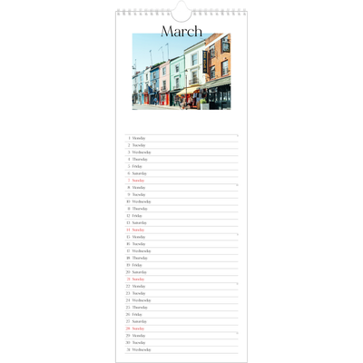 Slim Calendar  — My travelogue [March]