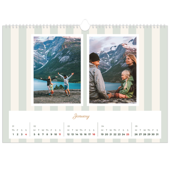 A3 Landscape Photo Calendar — Script and stripes