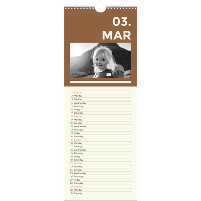 Slim Calendar  — Contemporary bold [March]