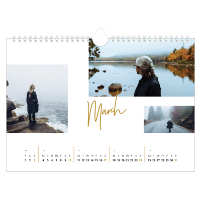 A4 Landscape Photo Calendar — Gold marker pen [March]