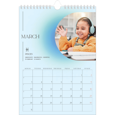 A4 Photo Calendar — Astrology gradients [March]