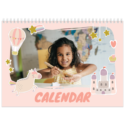 A4 Double Photo Calendar — Rainbow unicorn [cover]