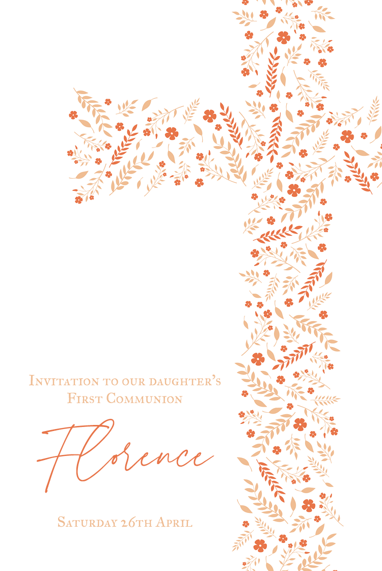 Invitations — Floral cross peach