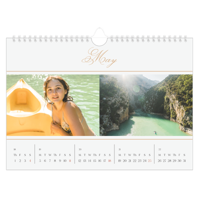 A4 Landscape Photo Calendar — Gold script banner [cover]
