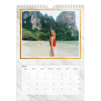 A4 Photo Calendar — Gold frame marble [April]
