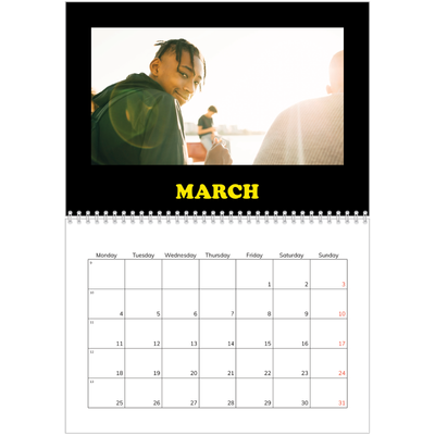A4 Double Photo Calendar — Fun type [March]