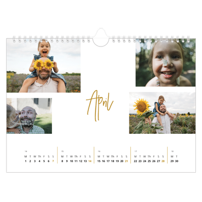 A4 Landscape Photo Calendar — Gold marker pen [April]