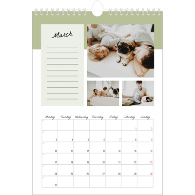 A4 Photo Calendar — List Calendar [March]