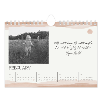 A5 Landscape Photo Calendar — Wellbeing quotes [February]