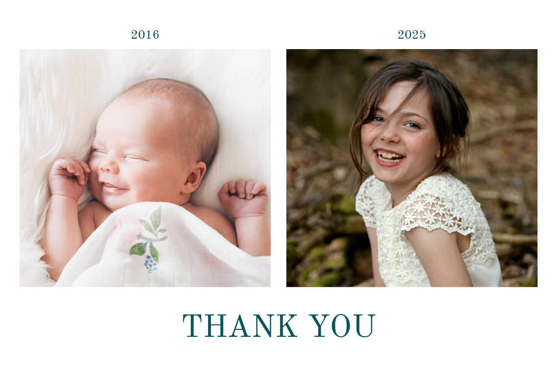 Thank you cards — Then and now