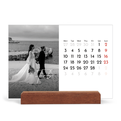 Easel Desk Calendar Landscape  — Elegant script [February]