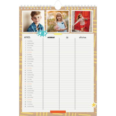 A4 Family Planner — Rustic Planner - Family of 3 [April]