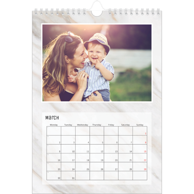 A4 Photo Calendar — Marble backgrounds [March]