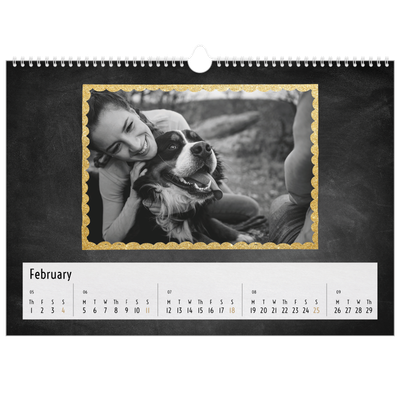 A3 Photo Calendar — Glitter frames [February]