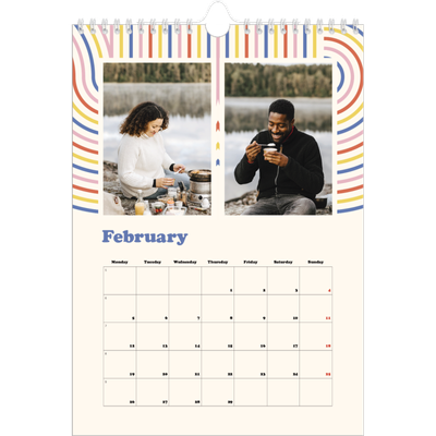 A4 Photo Calendar — Retro stripes [February]