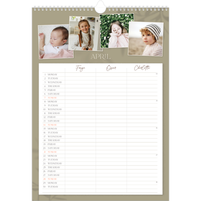 A3 Family Planner — Down to earth Planner - Family of 3 [April]