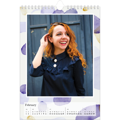 A4 Photo Calendar — Watercolour spots [February]