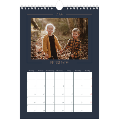 A4 Photo Calendar — Prussian blue [February]
