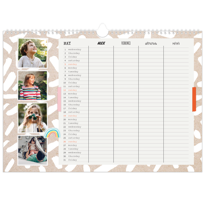 Family Planners A3 Landscape — Rustic Planner - Family of 4 [cover]