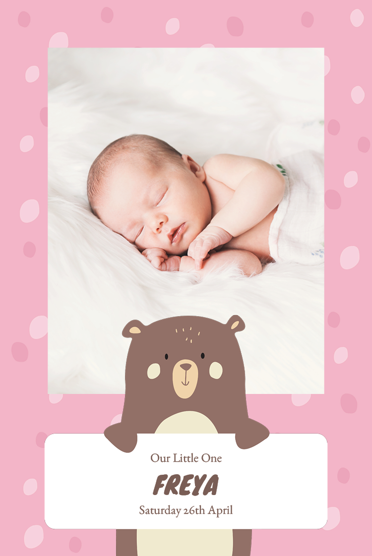 Invitations — Baby bear - pink