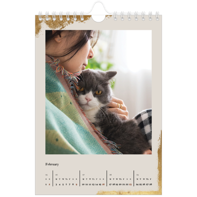 A5 Photo Calendar — Classic Gold [February]
