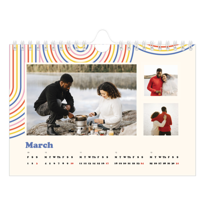A5 Landscape Photo Calendar — Retro stripes [March]
