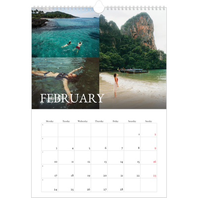 A3 photo calendars — Simple serif [February]